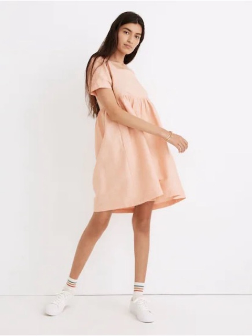 Madewell | Linen-Blend Allie Square Neck Mini Dress Faded Sunset - Size M